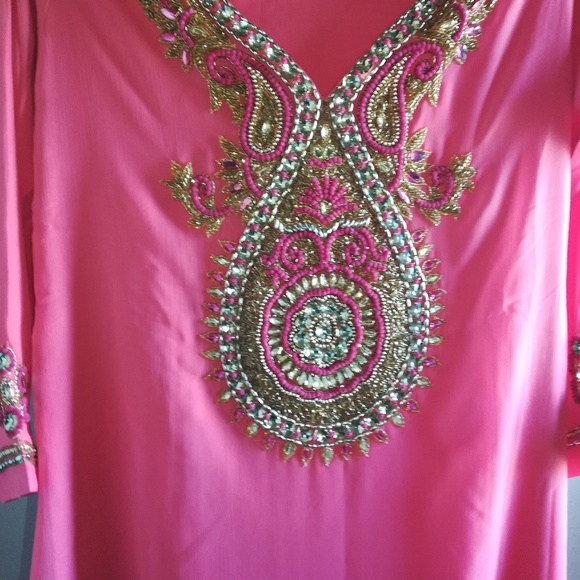 Coral Chiffon Dress - Picture 5 of 7